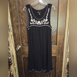 Grace Black and White Embroidered Midi Dress